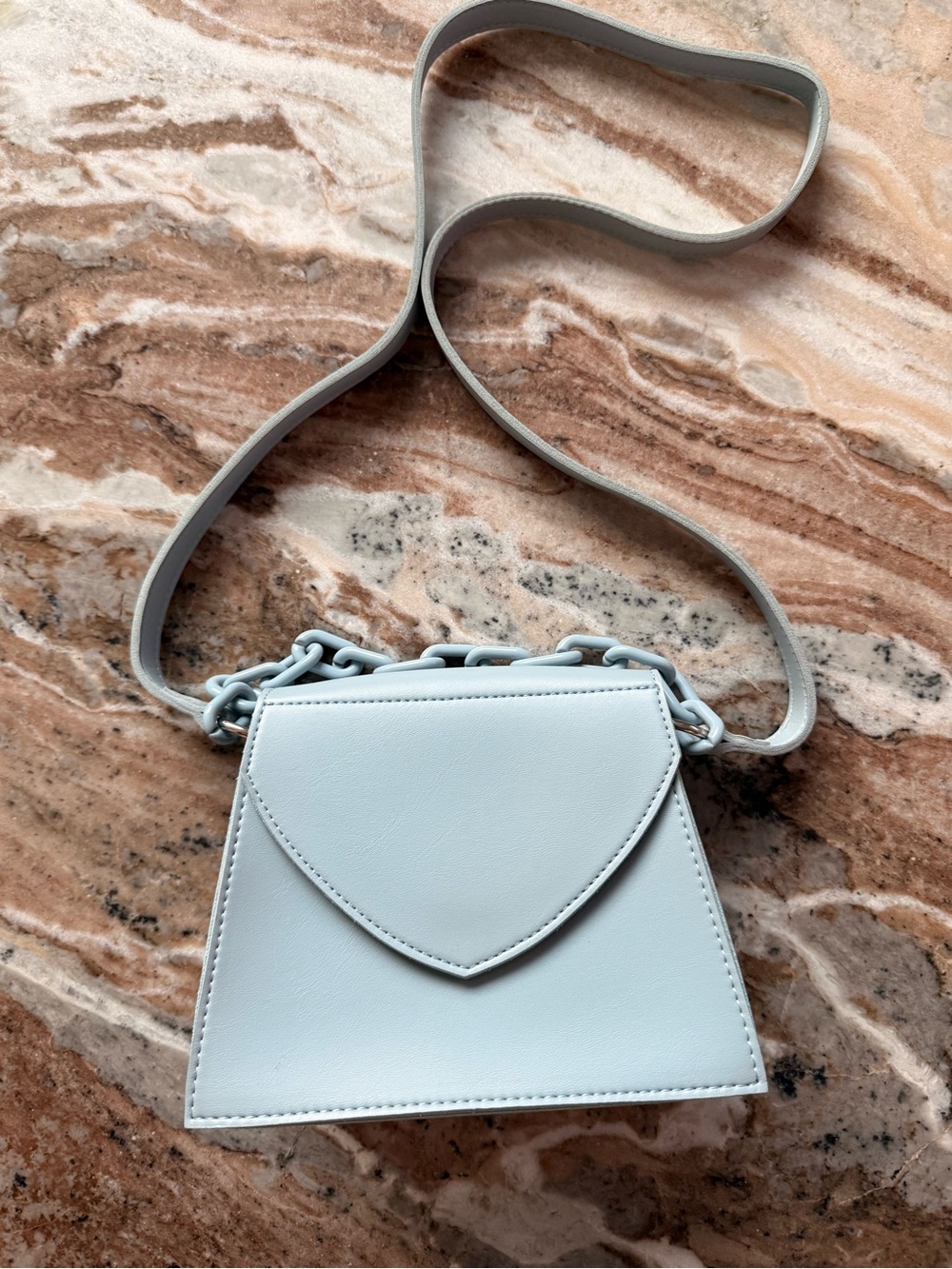 Miniso Light Blue flap bag with Straps and Chain
